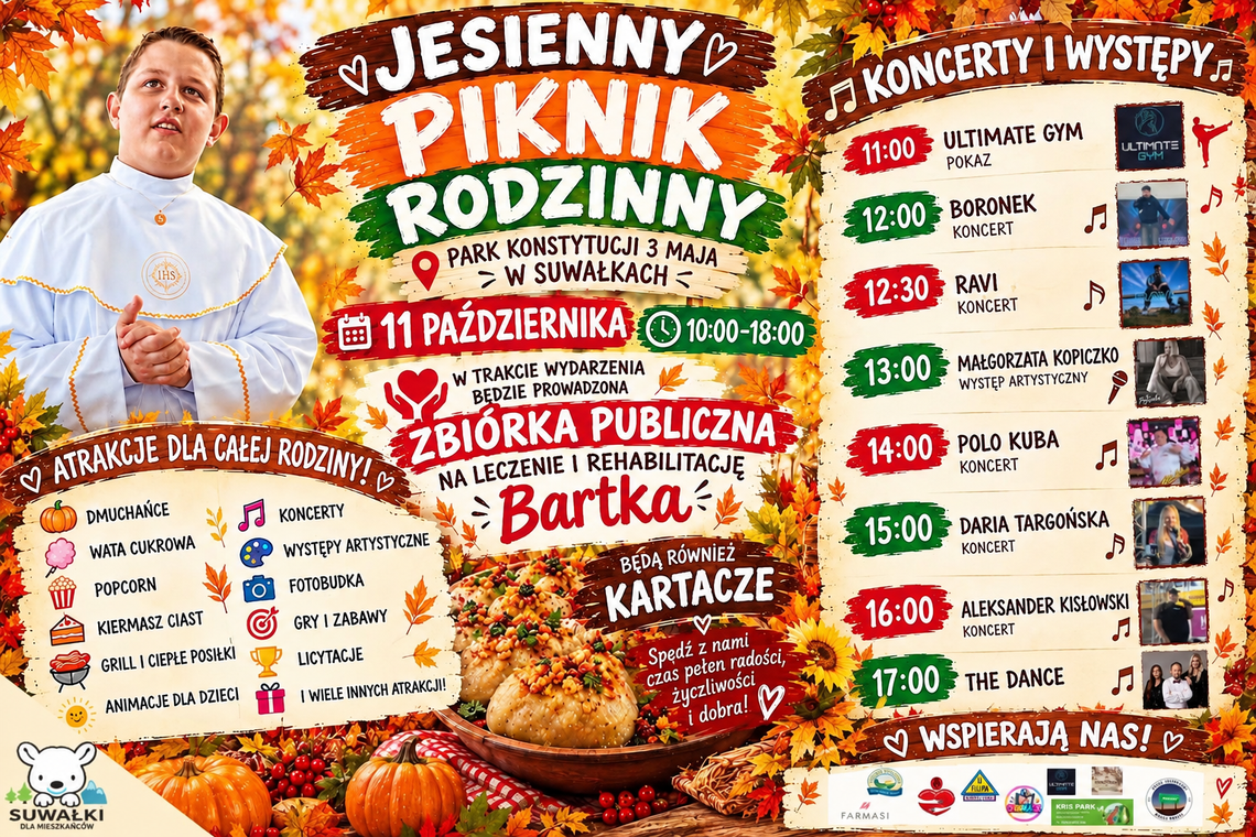 Jesienny piknik rodzinny w Suwałkach. Gramy dla Bartka! Jesienny piknik rodzinny w Suwałkach. Gramy dla Bartka!