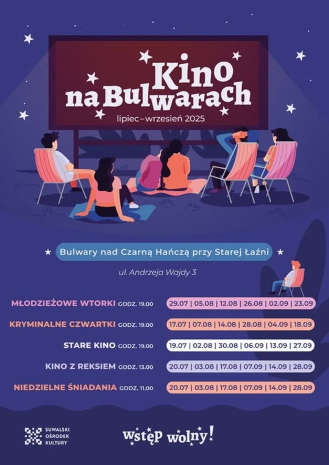 Kino na Bulwarach 2025 – letnie seanse pod chmurką w Suwałkach! 🌙🎥