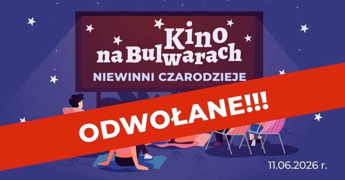 🎬🌧️ Kino na Bulwarach odwołane. Dzisiejszy seans nie odbędzie się 🎬🌧️ Kino na Bulwarach odwołane. Dzisiejszy seans nie odbędzie się