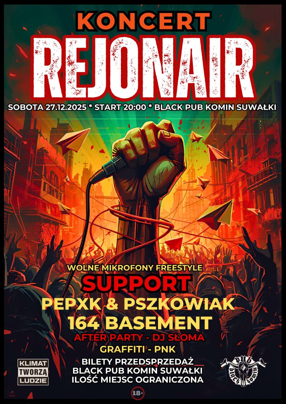 Koncert rapowy RejonAir w Black Pub Komin