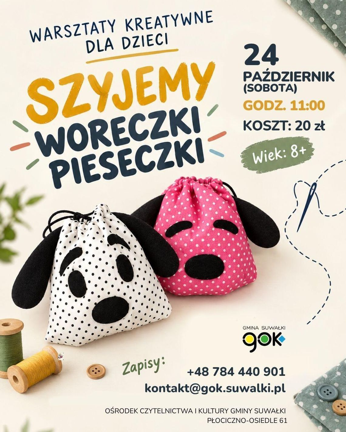 Kreatywne warsztaty dla dzieci w Płocicznie-Osiedlu. Uszyją własne woreczki-pieseczki Kreatywne warsztaty dla dzieci w Płocicznie-Osiedlu. Uszyją własne woreczki-pieseczki