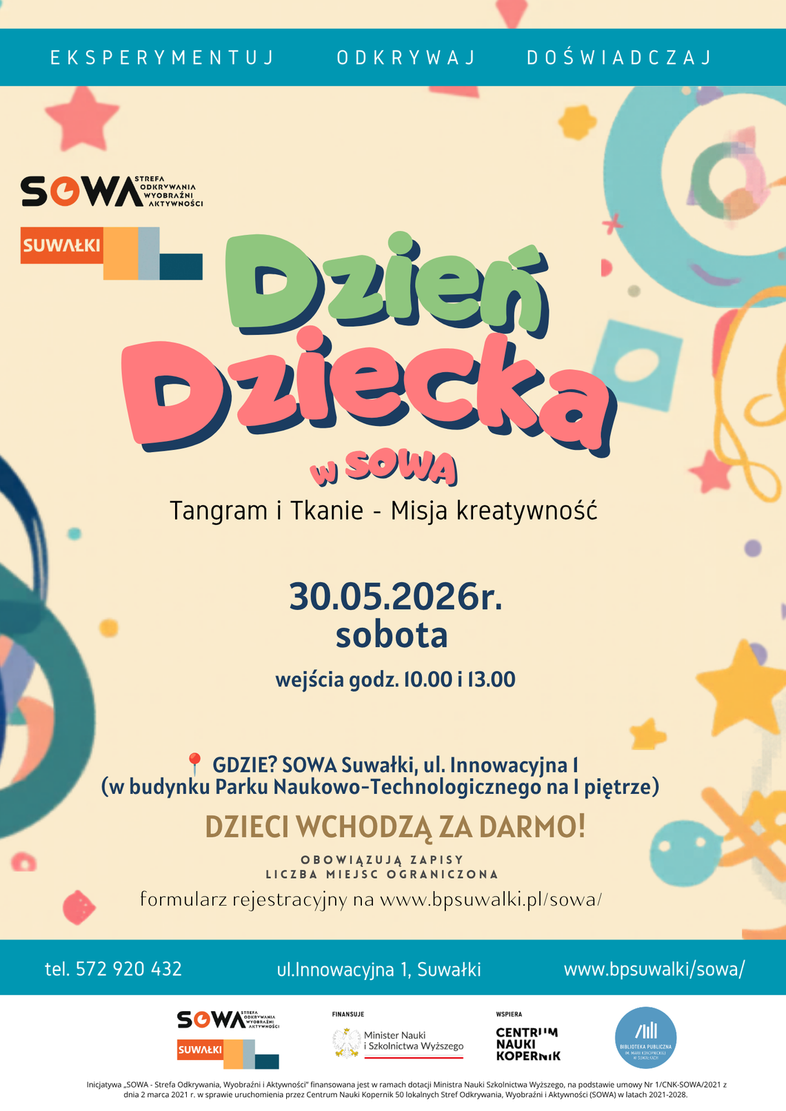 Kreatywny Dzień Dziecka w SOWA Suwałki. „Tangram i Tkanie – Misja Kreatywność” już 30 maja Kreatywny Dzień Dziecka w SOWA Suwałki. „Tangram i Tkanie – Misja Kreatywność” już 30 maja