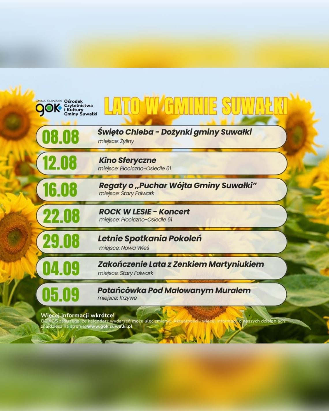Lato pełne wydarzeń w Gminie Suwałki. Sprawdź, co będzie się działo do września! Lato pełne wydarzeń w Gminie Suwałki. Sprawdź, co będzie się działo do września!