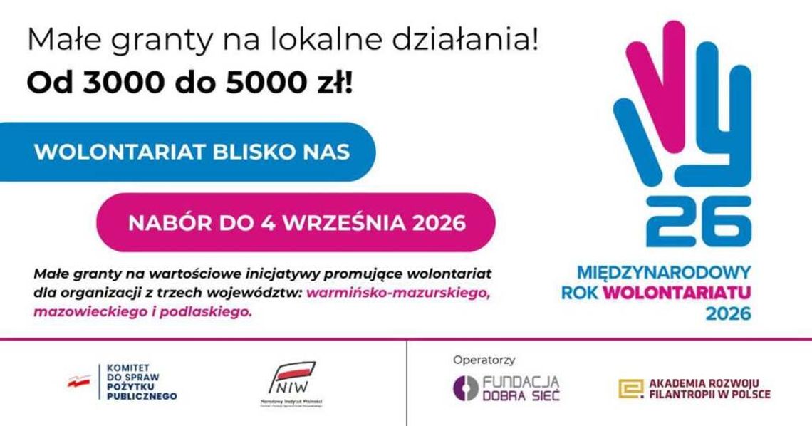 Małe granty na promocję wolontariatu. Organizacje mogą zdobyć do 5 tys. zł Małe granty na promocję wolontariatu. Organizacje mogą zdobyć do 5 tys. zł