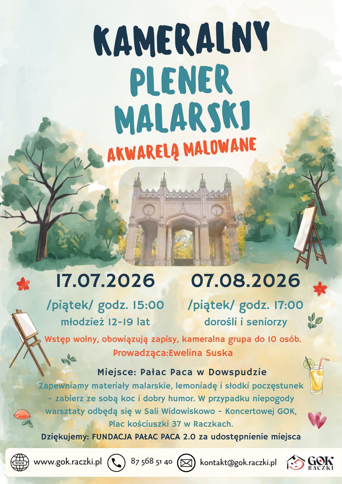 Malowanie w Pałacu Paca i lemoniada w plenerze. Ruszają wyjątkowe warsztaty w Dowspudzie Malowanie w Pałacu Paca i lemoniada w plenerze. Ruszają wyjątkowe warsztaty w Dowspudzie