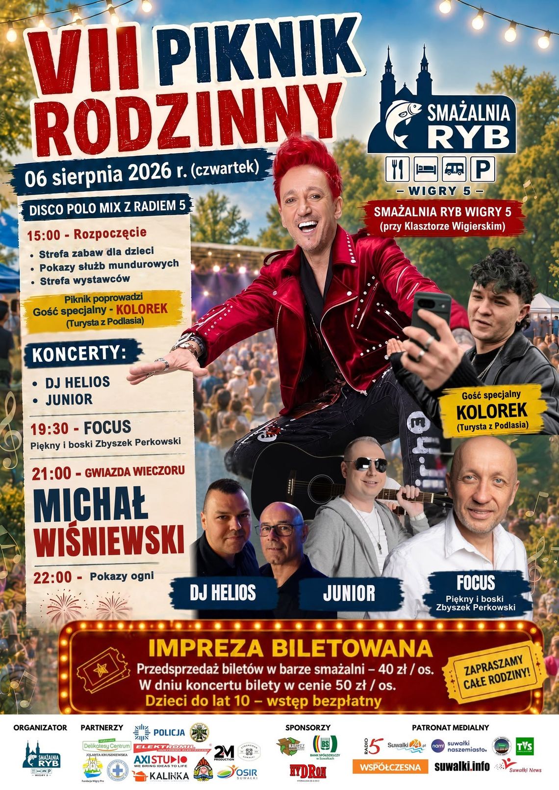 Michał Wiśniewski gwiazdą VII Pikniku Rodzinnego w Wigrach. Przed mieszkańcami dzień pełen atrakcji Michał Wiśniewski gwiazdą VII Pikniku Rodzinnego w Wigrach. Przed mieszkańcami dzień pełen atrakcji