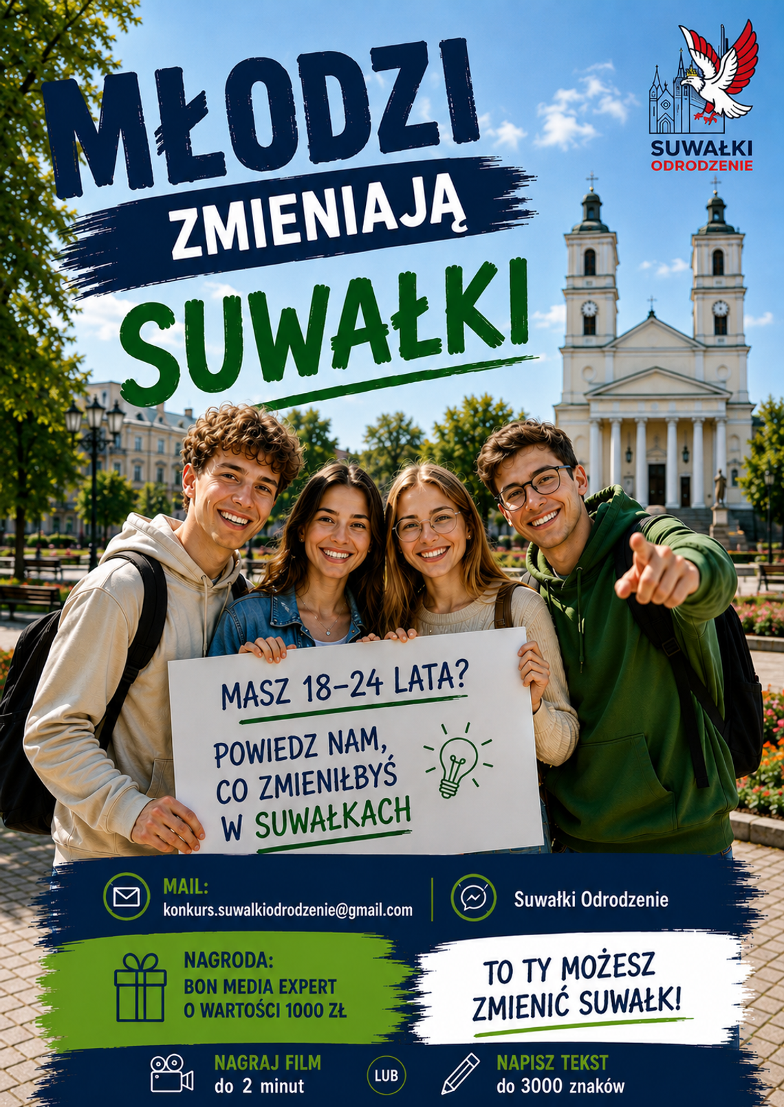 „Młodzi zmieniają Suwałki”. Można wygrać bon o wartości 1000 zł „Młodzi zmieniają Suwałki”. Można wygrać bon o wartości 1000 zł