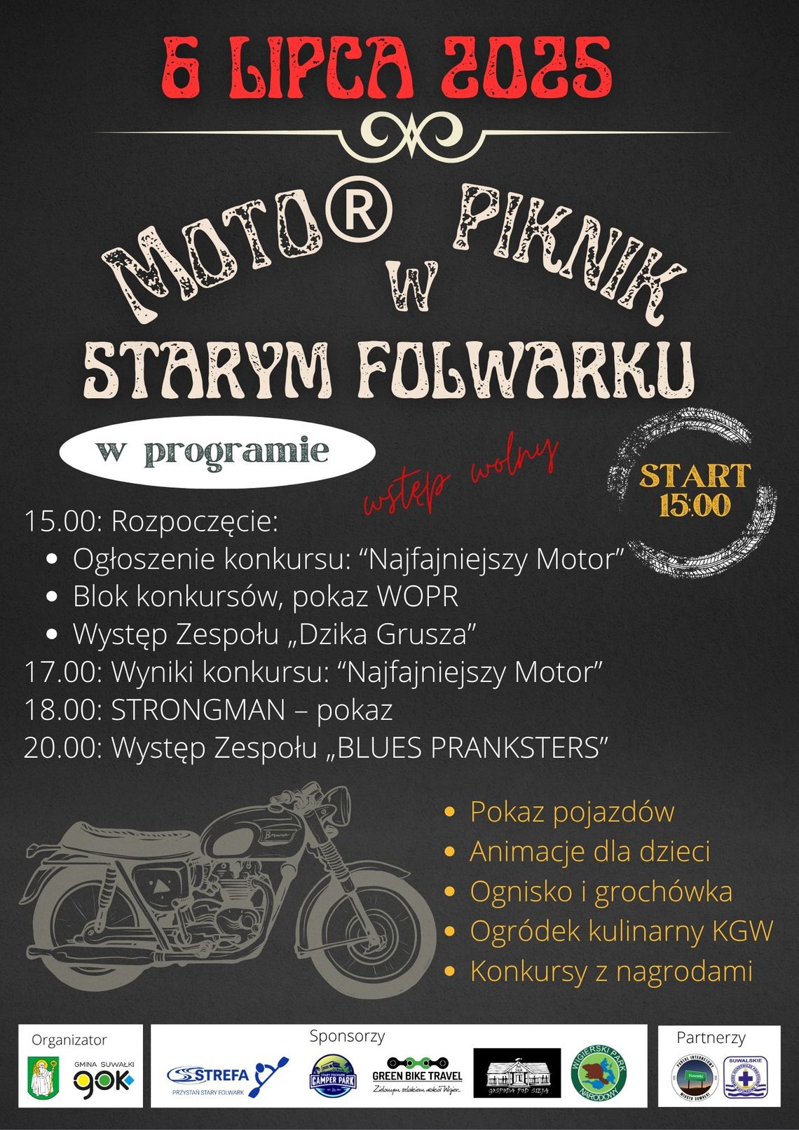 🏍🔥 MOTO PIKNIK 2025 w Starym Folwarku – silniki, konkursy i muzyka na żywo!