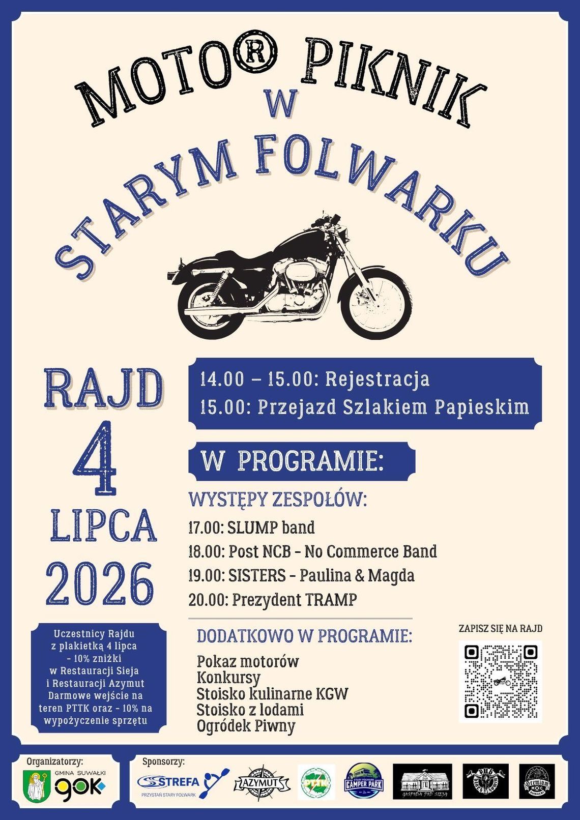 Motocyklowe święto nad Wigrami. Stary Folwark zaprasza na rajd i piknik motocyklowy