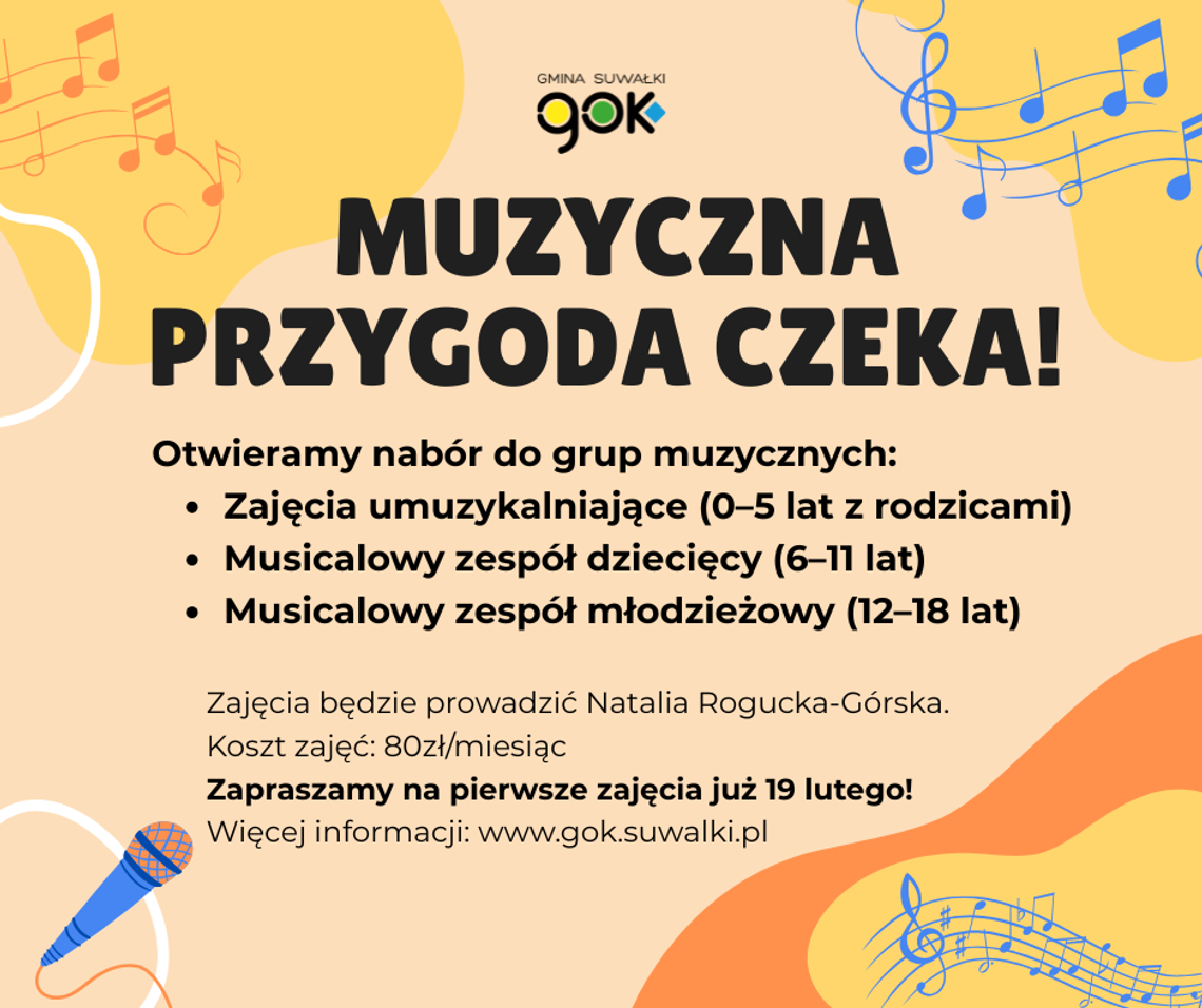Muzyczna przygoda czeka w Suwałkach 🎶 Zajęcia dla dzieci i młodzieży już od 19 lutego