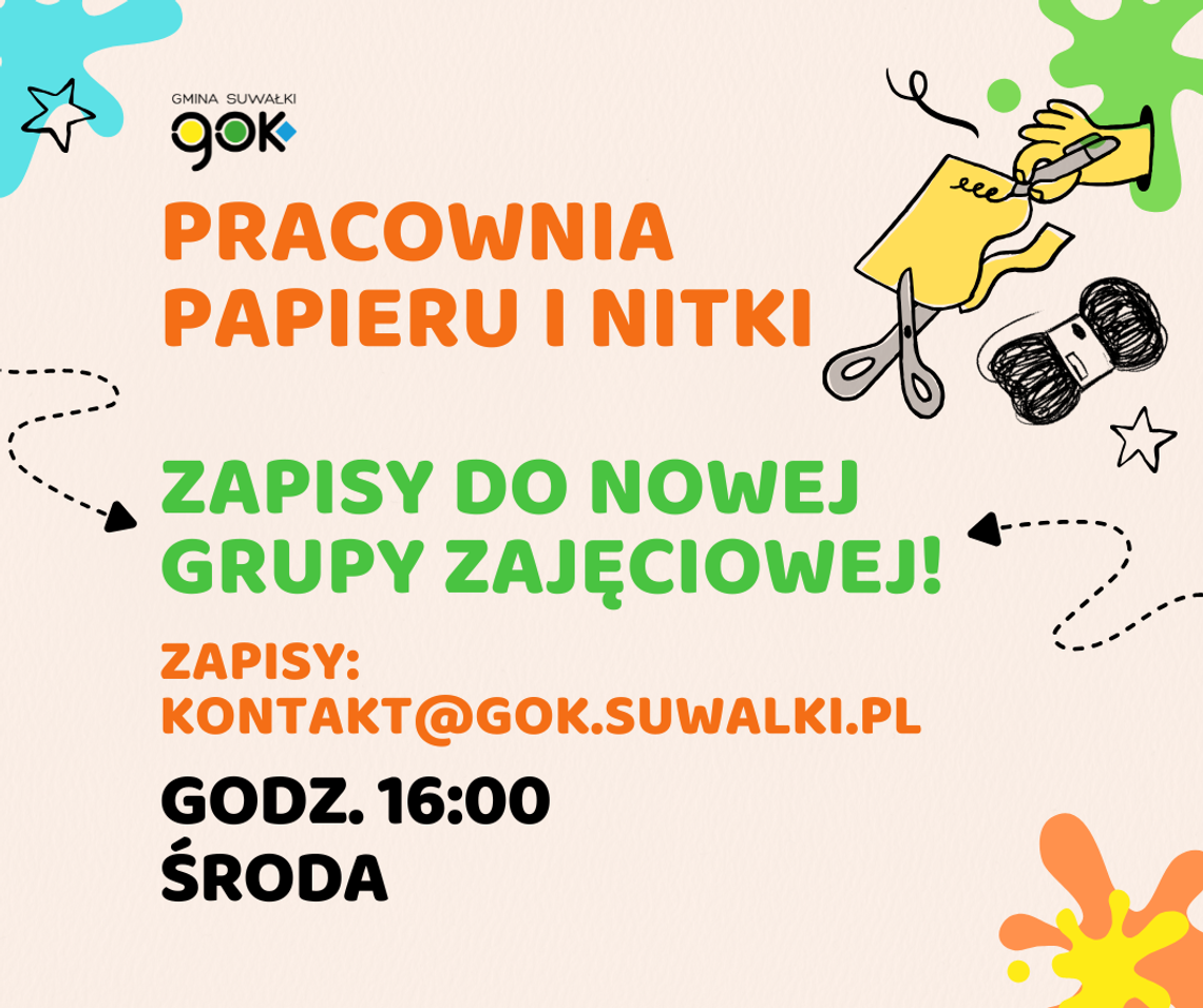 Nowa grupa plastyczna dla dzieci. Ruszają zapisy do Pracowni Papieru i Nitki 🎨