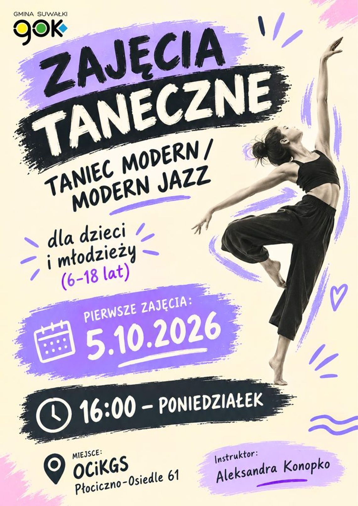 Nowe zajęcia taneczne w OCiKGS. Modern i Modern Jazz dla dzieci i młodzieży Nowe zajęcia taneczne w OCiKGS. Modern i Modern Jazz dla dzieci i młodzieży