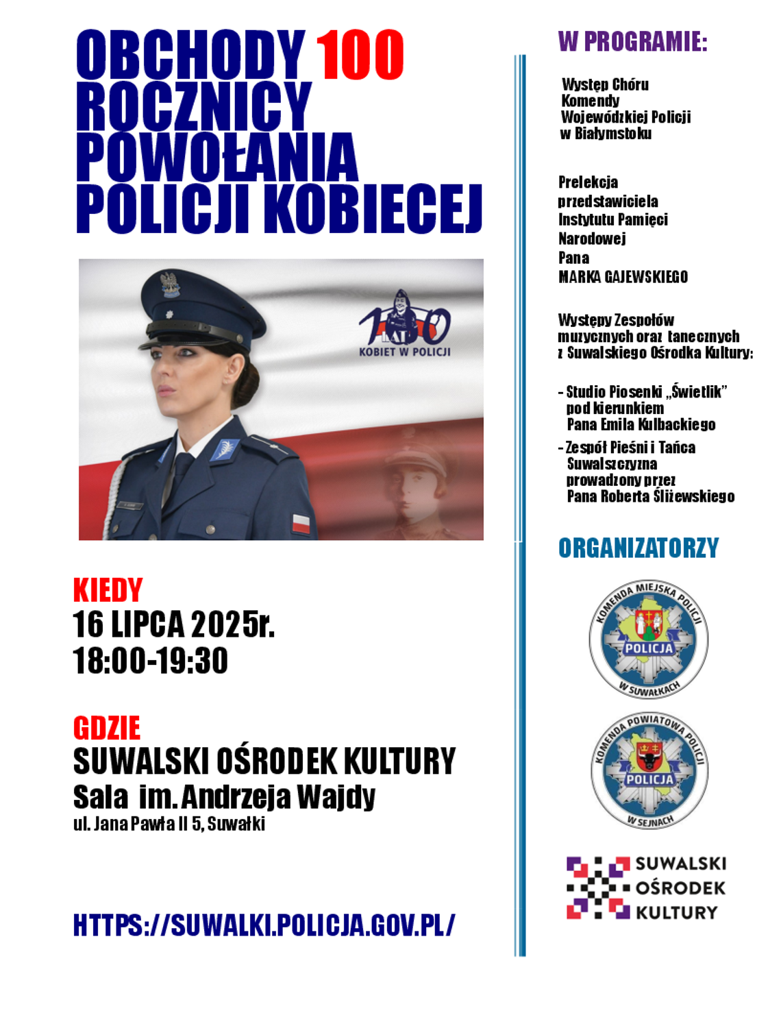 🎉 Obchody 100-lecia Policji Kobiecej w Suwałkach – zapraszamy na wyjątkowe wydarzenie