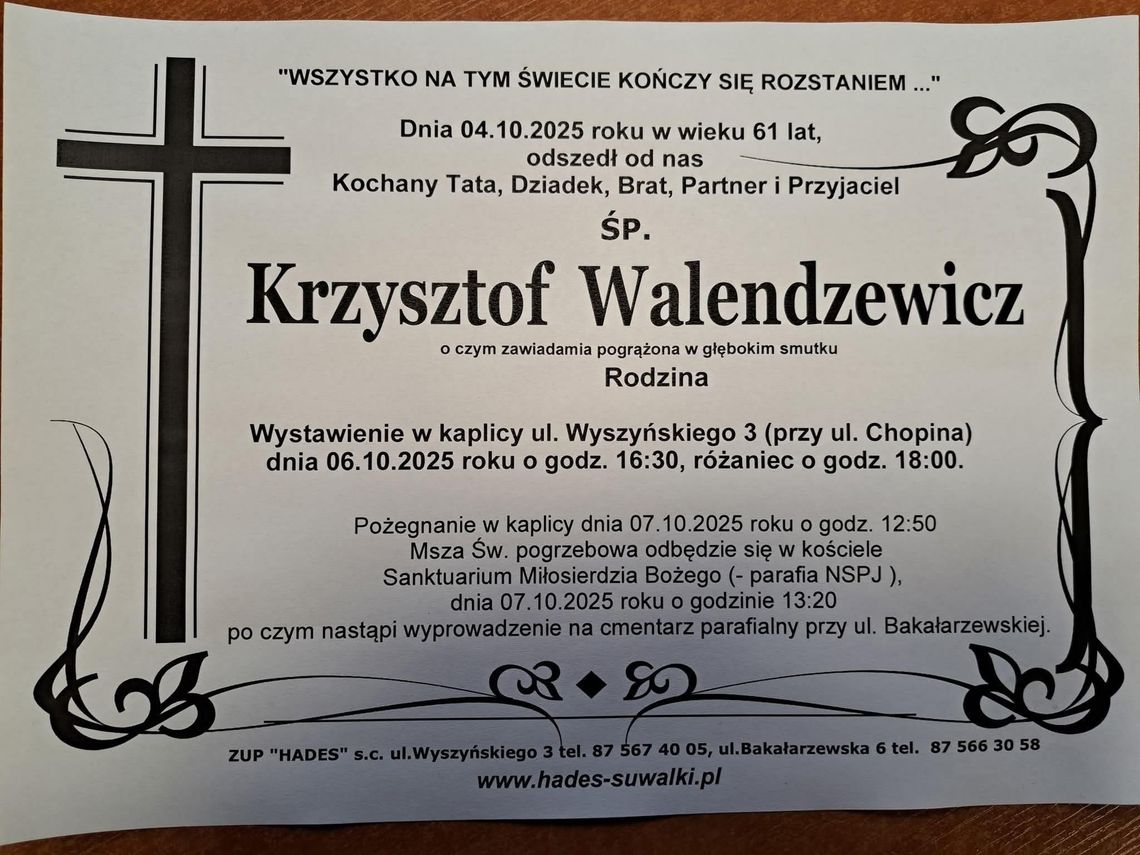 🕊️ Odszedł Krzysztof Walendzewicz – człowiek pasji i życzliwości