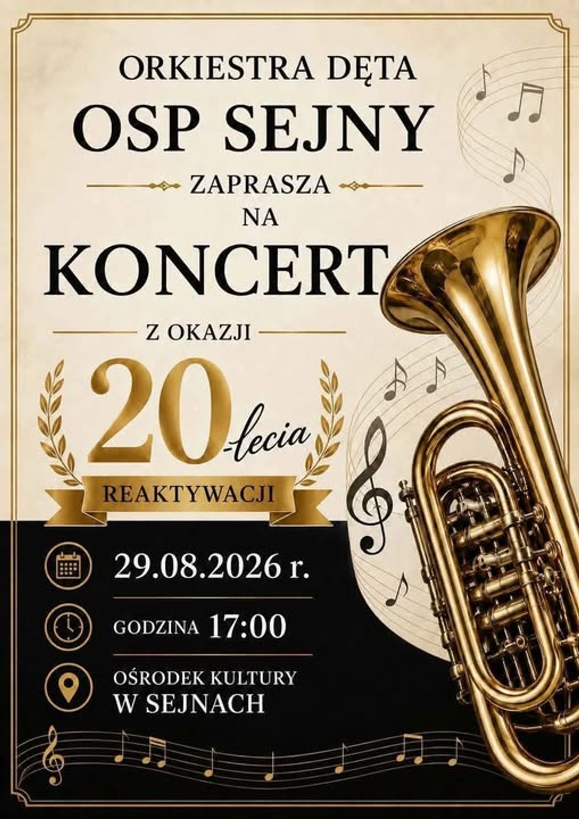 Orkiestra Dęta OSP Sejny świętuje 20-lecie reaktywacji. Wyjątkowy koncert w Ośrodku Kultury Orkiestra Dęta OSP Sejny świętuje 20-lecie reaktywacji. Wyjątkowy koncert w Ośrodku Kultury
