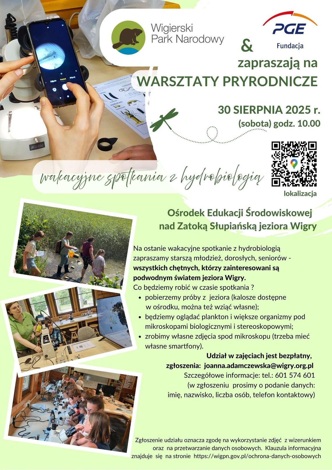 🔬 Ostatnie wakacyjne spotkanie z hydrobiologią nad Wigrami