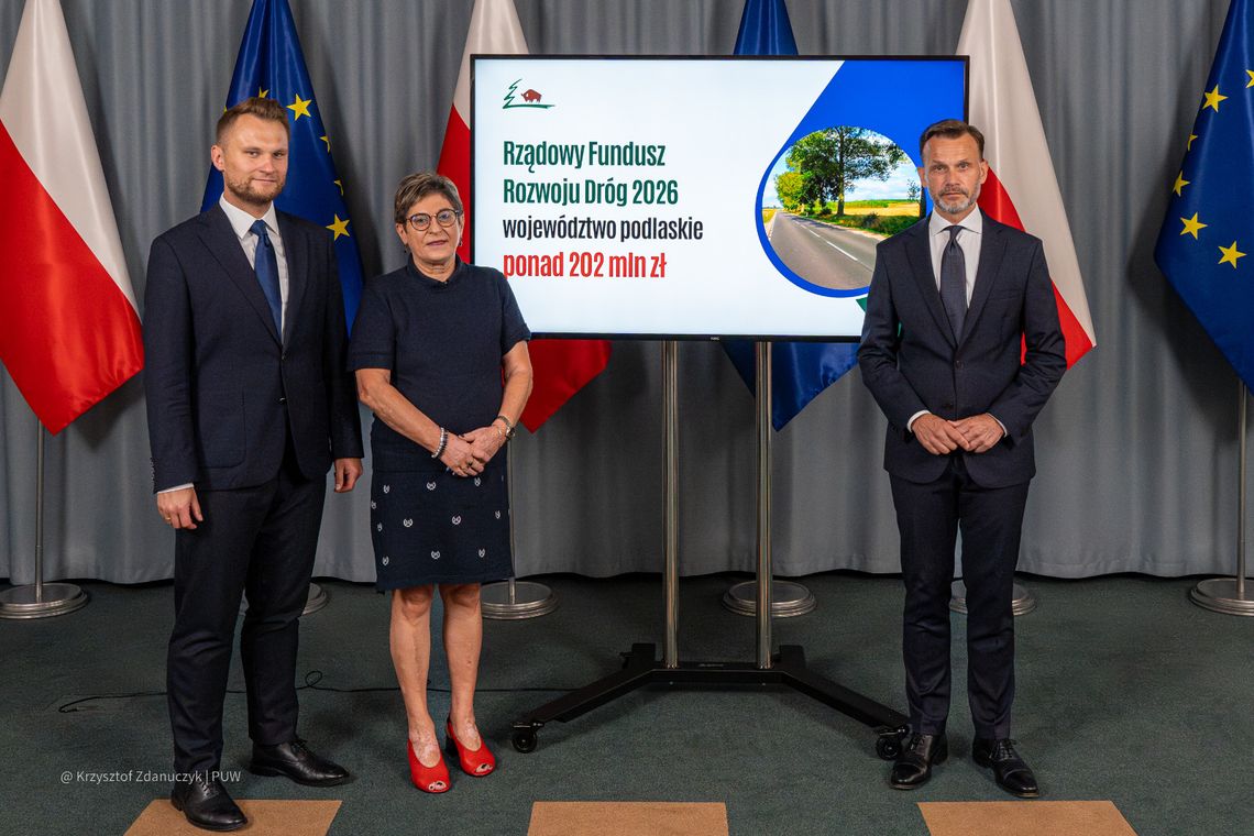 🛣️ Ponad 202 mln zł z Rządowego Funduszu Rozwoju Dróg 2026 dla Podlaskiego!