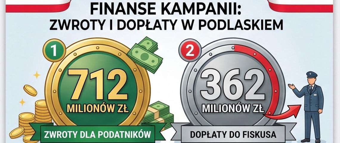 Ponad 712 mln zł zwrotów podatku dla mieszkańców Podlasia. KAS podsumowała rozliczenia PIT za 2025 rok