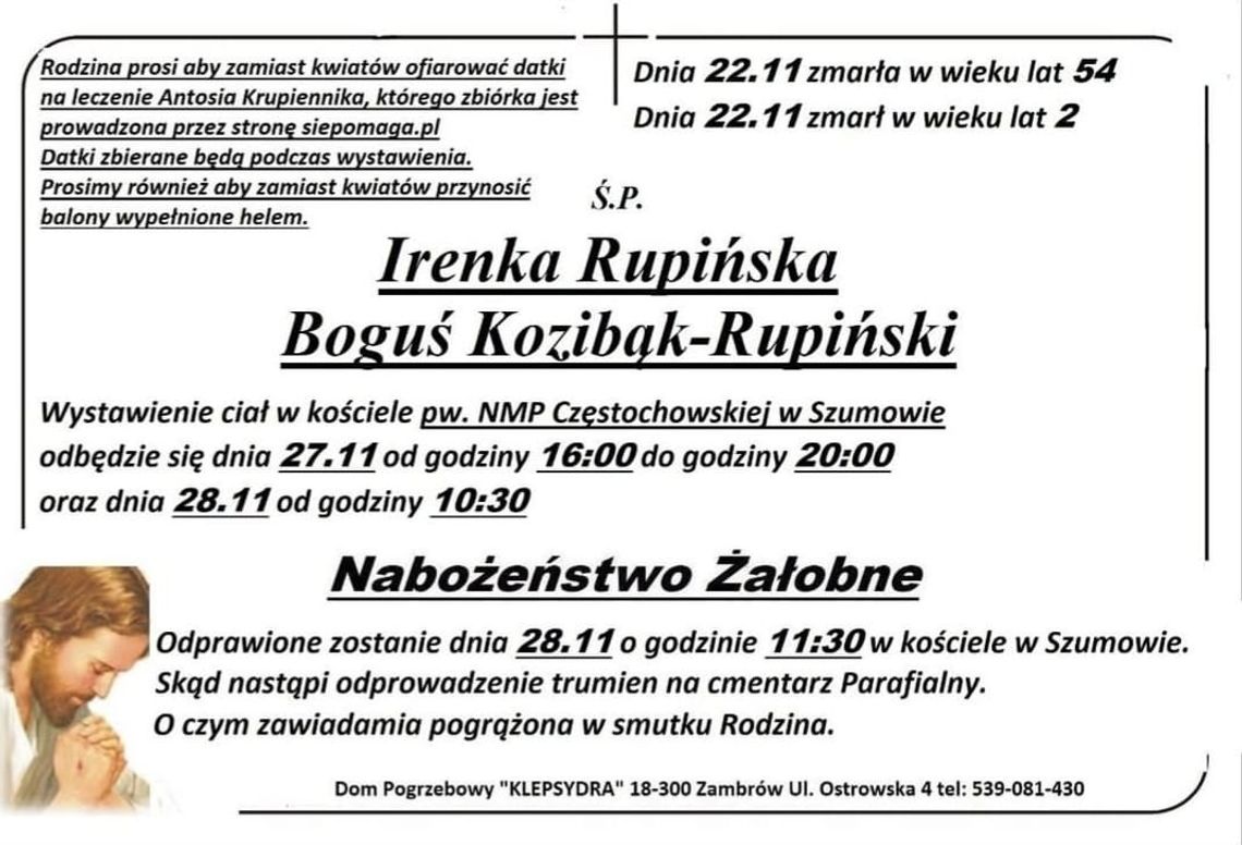 🕊️ Pożegnanie Śp. Ireny Rupińskiej i Jej wnuka Bogusia