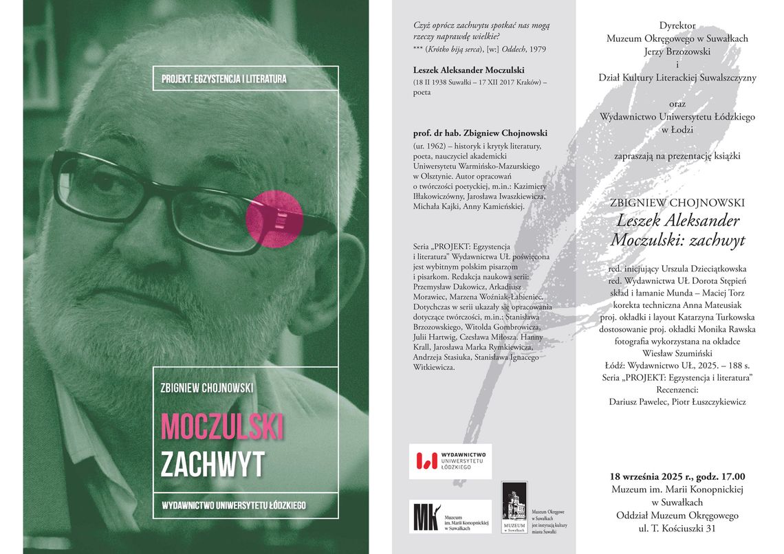 📖 Prezentacja książki „Leszek Aleksander Moczulski: zachwyt” w Suwałkach