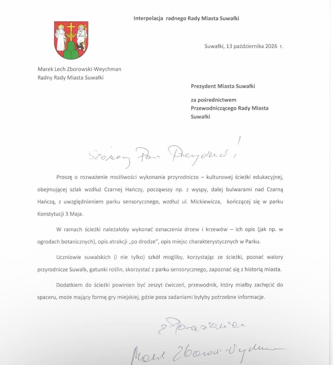 Ścieżka edukacyjna wzdłuż Czarnej Hańczy? Radny proponuje nowe spojrzenie na Suwałki Ścieżka edukacyjna wzdłuż Czarnej Hańczy? Radny proponuje nowe spojrzenie na Suwałki