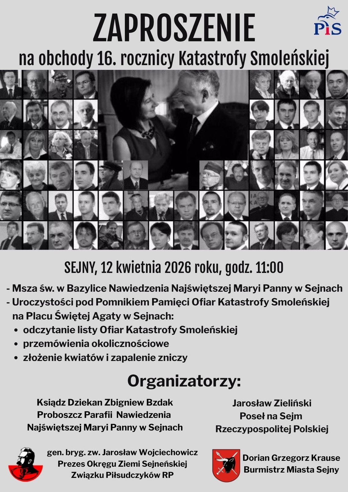 Sejny: Obchody 16. rocznicy Katastrofy Smoleńskiej