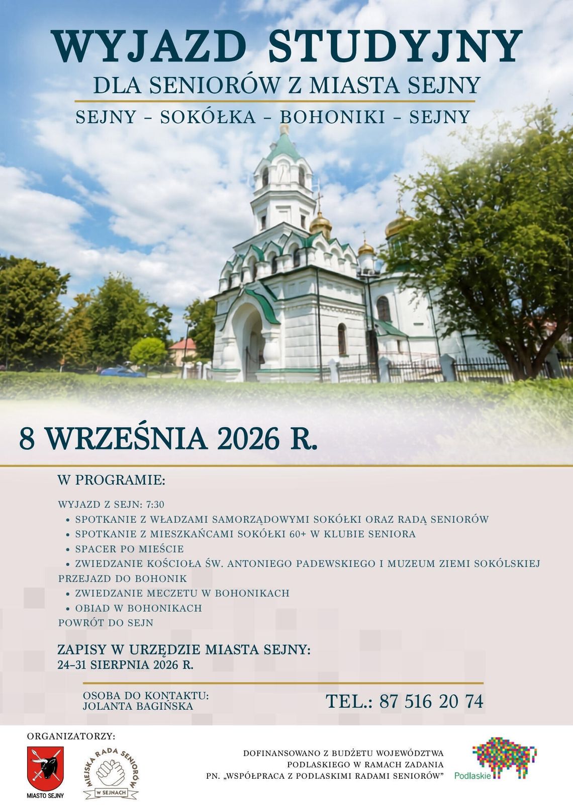 Seniorzy z Sejn pojadą do Sokółki i Bohonik. Ruszają zapisy na wyjazd studyjny