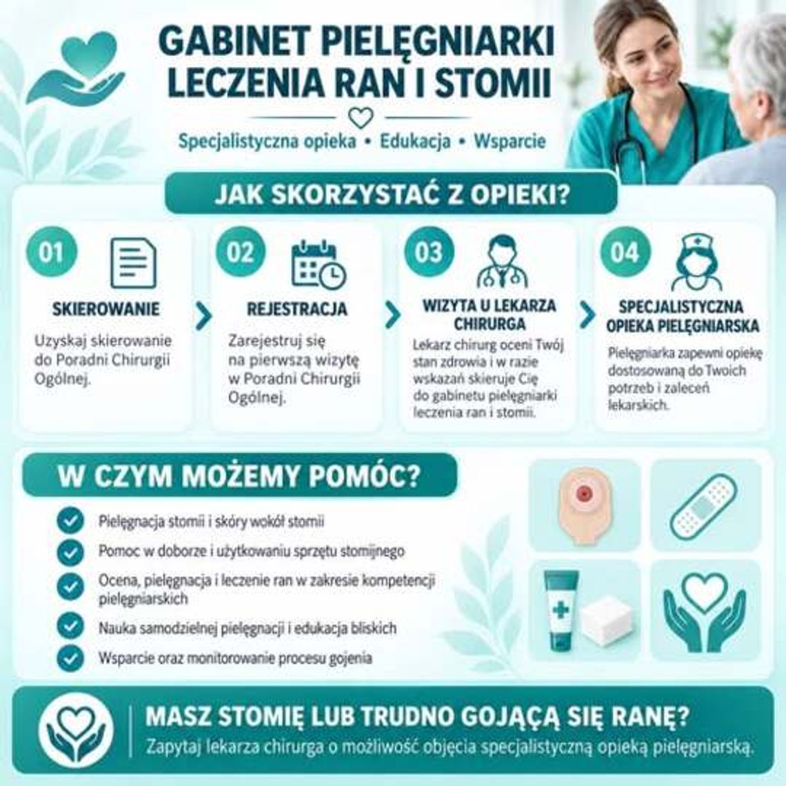 Specjalistyczna pomoc dla pacjentów ze stomią i trudno gojącymi się ranami w Suwałkach Specjalistyczna pomoc dla pacjentów ze stomią i trudno gojącymi się ranami w Suwałkach