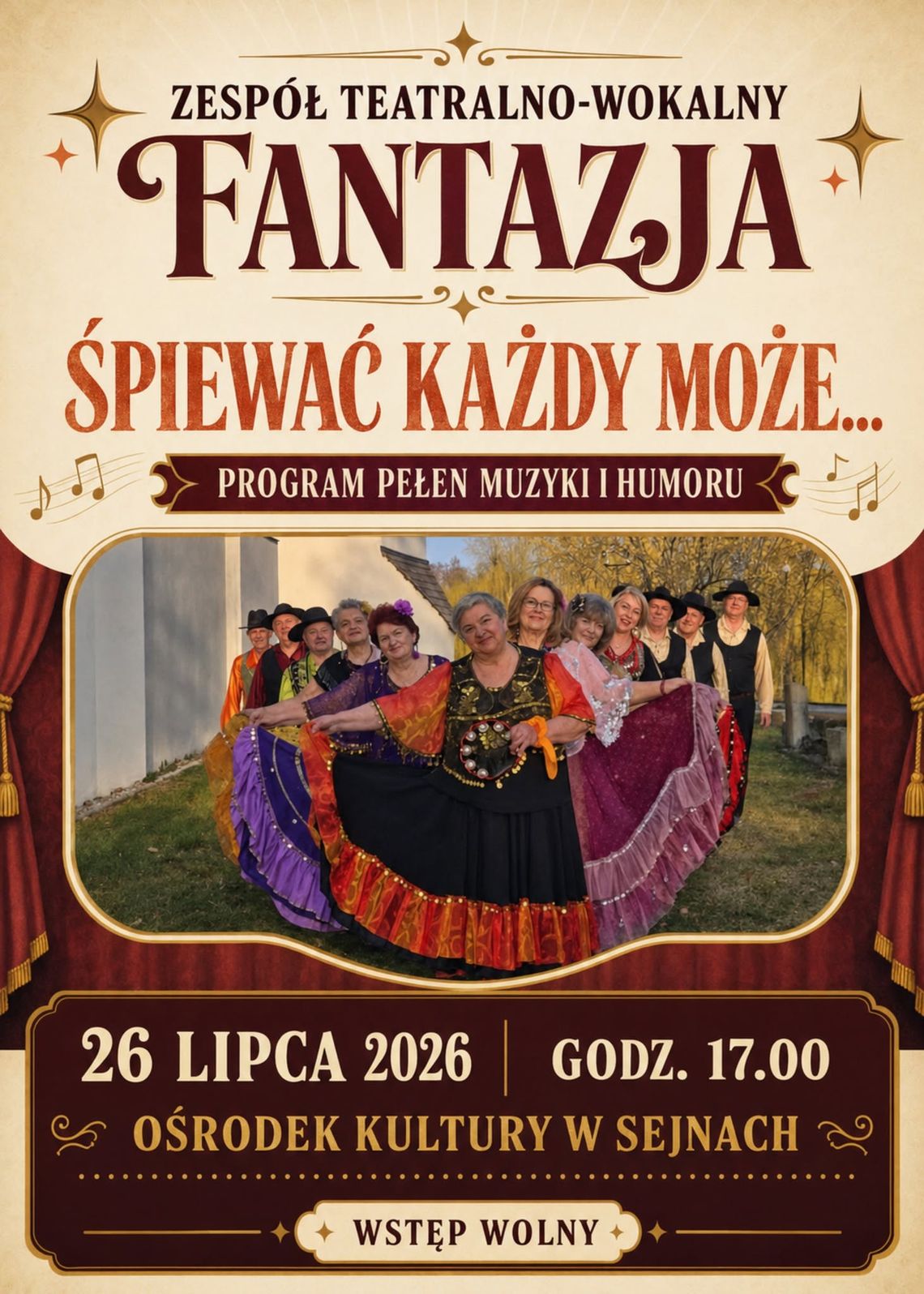„Śpiewać każdy może…” w Sejnach. Przed publicznością wystąpi zespół „Fantazja” „Śpiewać każdy może…” w Sejnach. Przed publicznością wystąpi zespół „Fantazja”