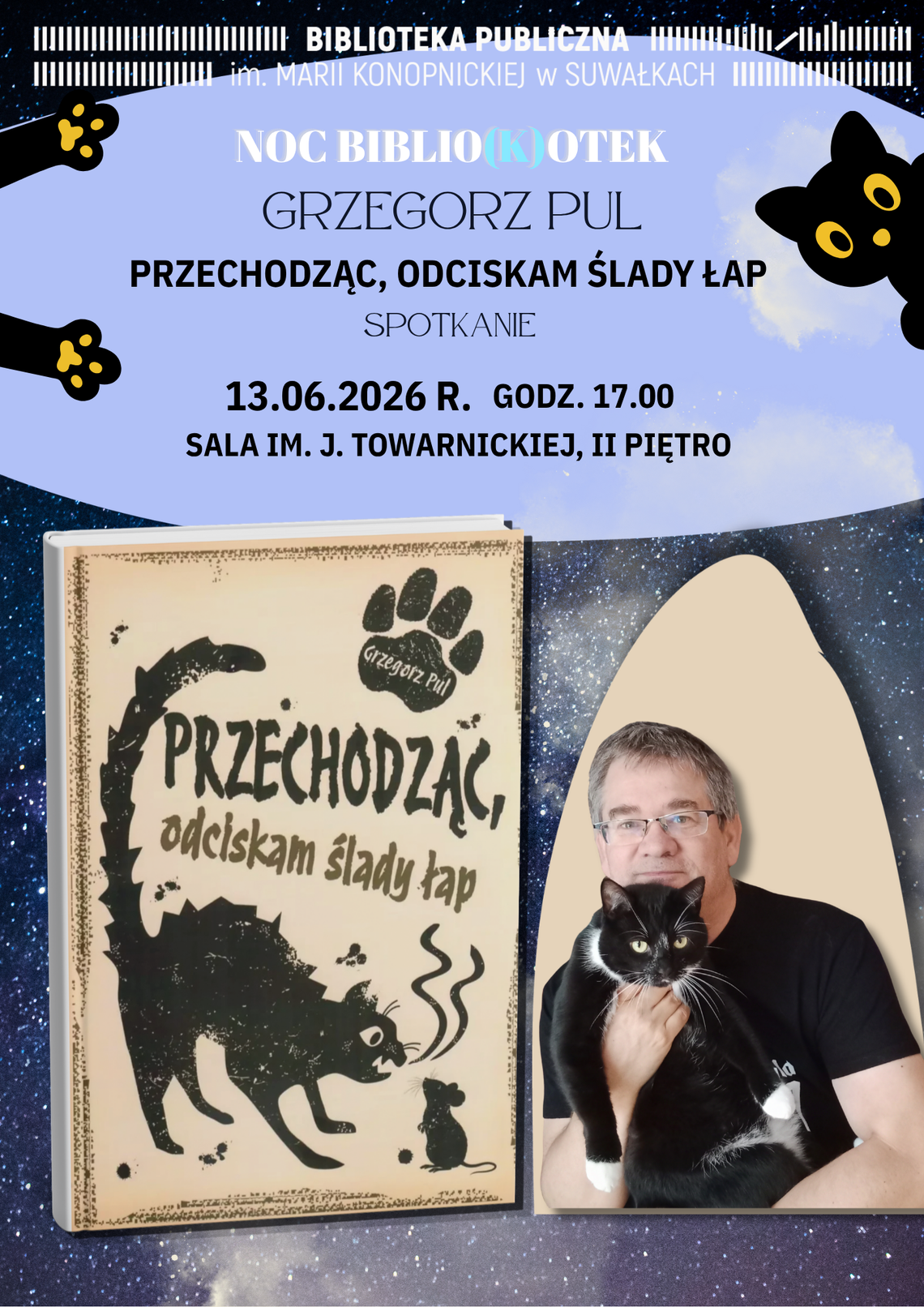 🐱📚 Spotkanie autorskie z Grzegorzem Pulem podczas Nocy Biblio(k)otek w Suwałkach
