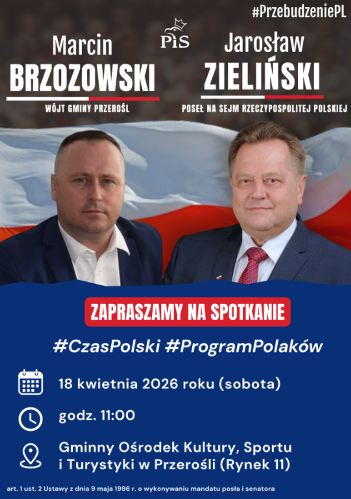 Spotkanie w Przerośli w ramach cyklu #CzasPolski. W sobotę rozmowy o sprawach regionu