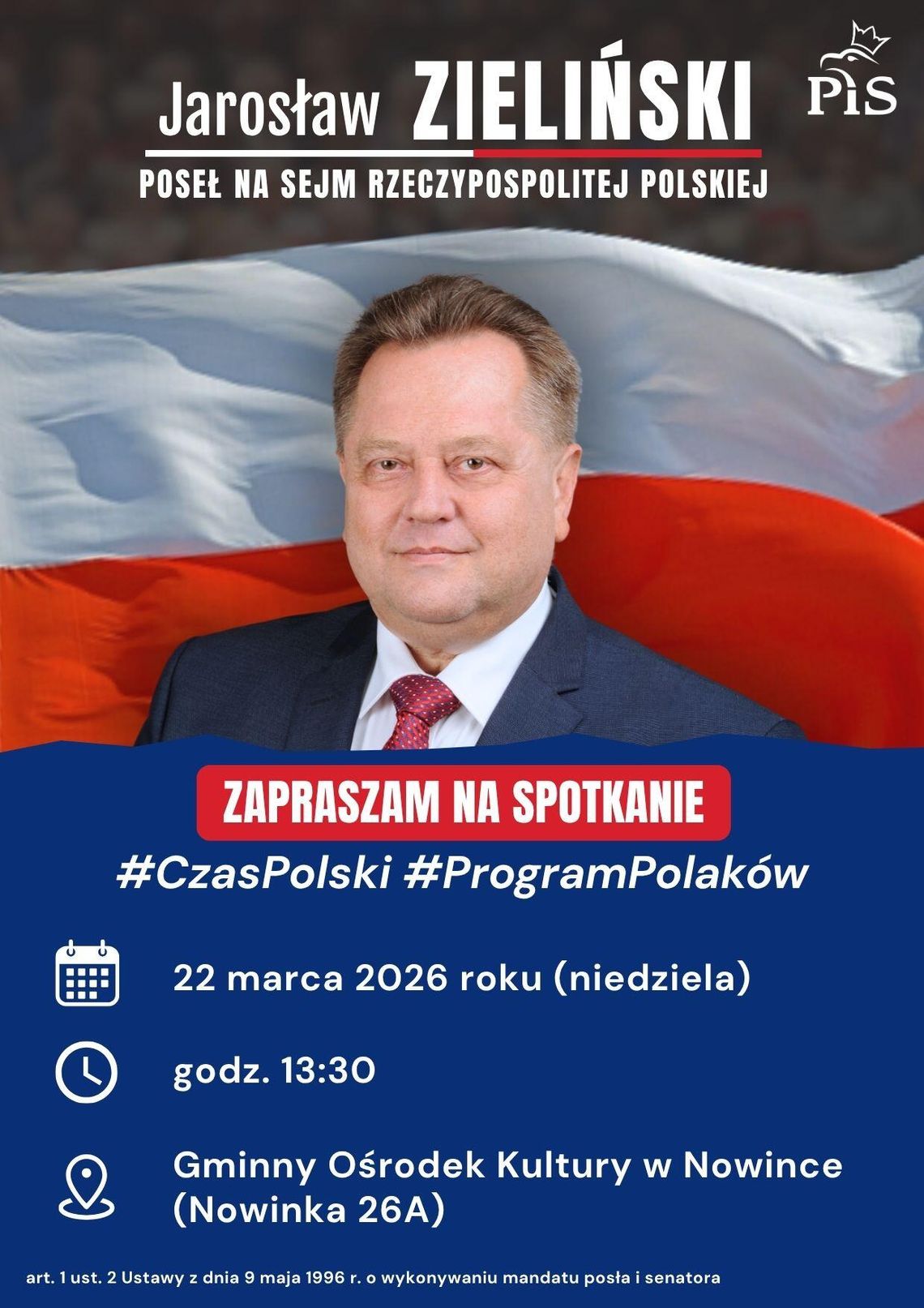 Spotkanie z posłem Jarosławem Zielińskim w Nowince. Zaproszenie dla mieszkańców Spotkanie z posłem Jarosławem Zielińskim w Nowince. Zaproszenie dla mieszkańców