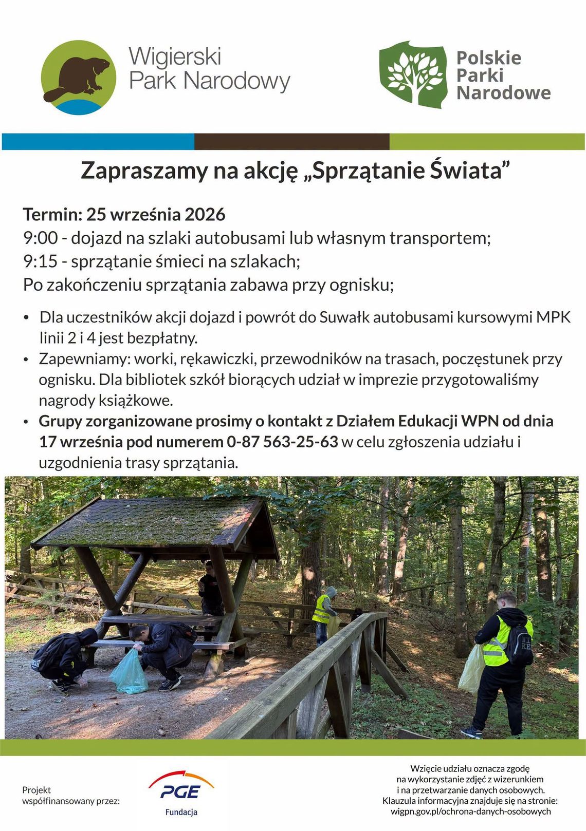 Sprzątanie Świata w Wigierskim Parku Narodowym. Bezpłatny dojazd z Suwałk Sprzątanie Świata w Wigierskim Parku Narodowym. Bezpłatny dojazd z Suwałk
