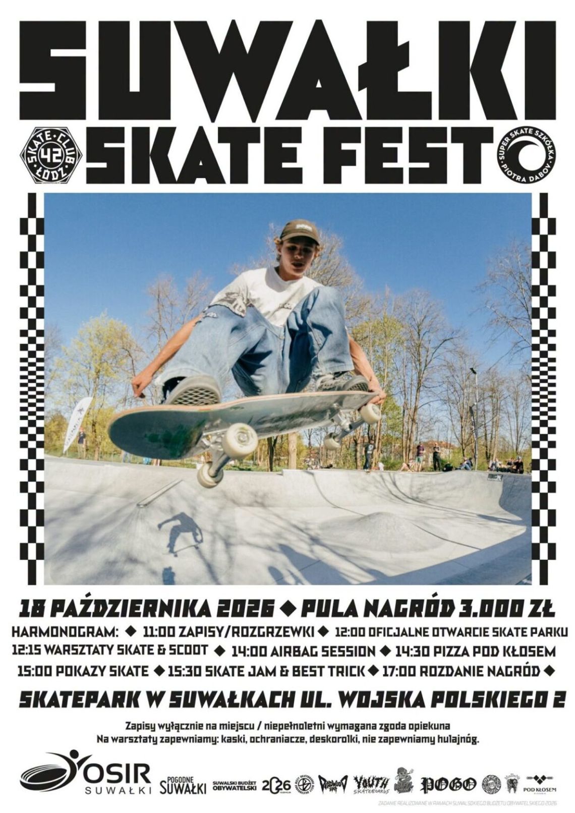 Suwałki Skate Fest już 18 października. Nowy skatepark nad Arkadią zostanie otwarty! Suwałki Skate Fest już 18 października. Nowy skatepark nad Arkadią zostanie otwarty!