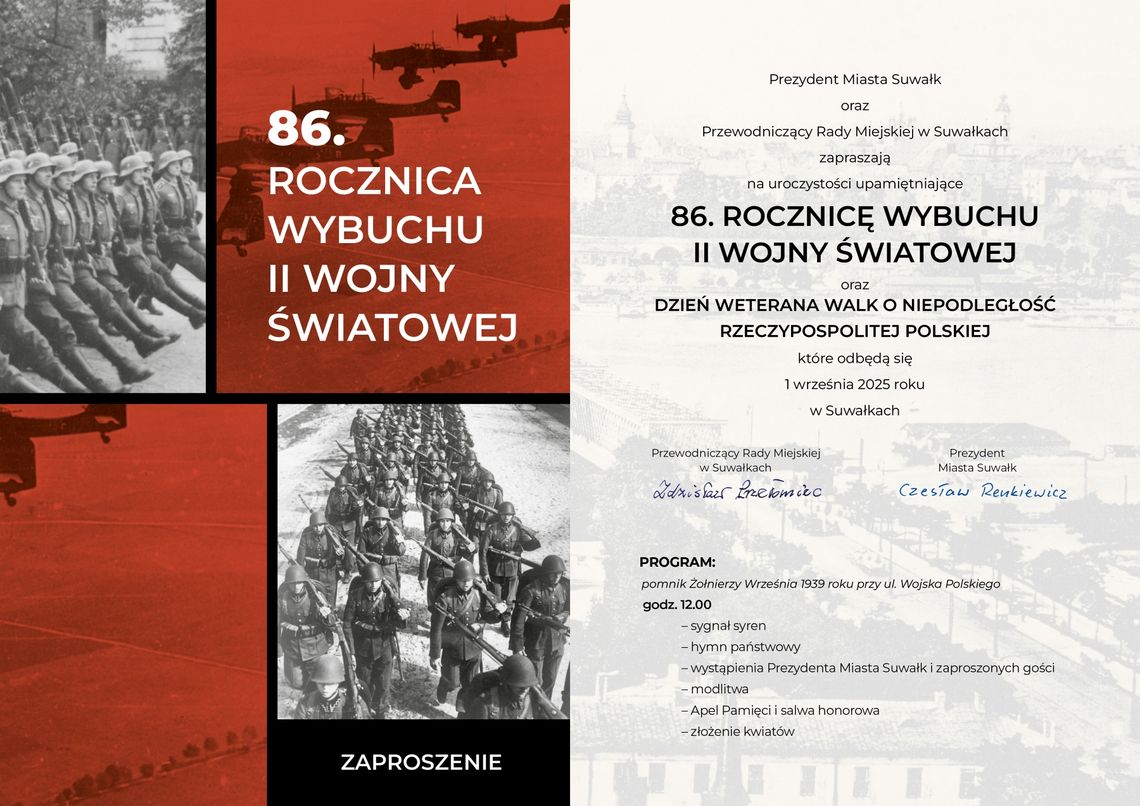 Suwałki upamiętnią 86. rocznicę wybuchu II wojny światowej i Dzień Weterana