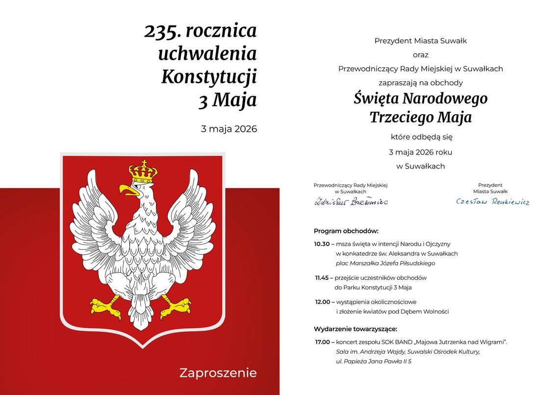 Suwałki zapraszają na obchody 3 Maja. Znamy program uroczystości