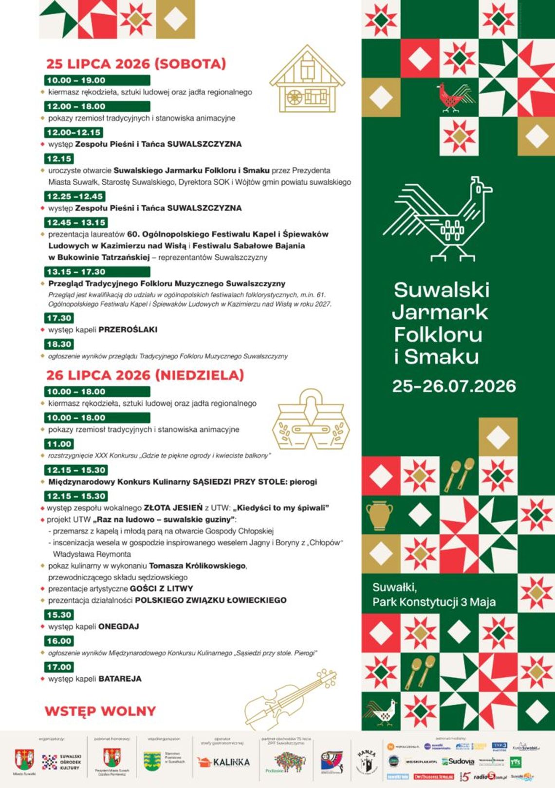 Suwalski Jarmark Folkloru i Smaku 2026 już w ten weekend. Muzyka ludowa, pierogi i regionalne przysmaki w centrum Suwałk Suwalski Jarmark Folkloru i Smaku 2026 już w ten weekend. Muzyka ludowa, pierogi i regionalne przysmaki w centrum Suwałk