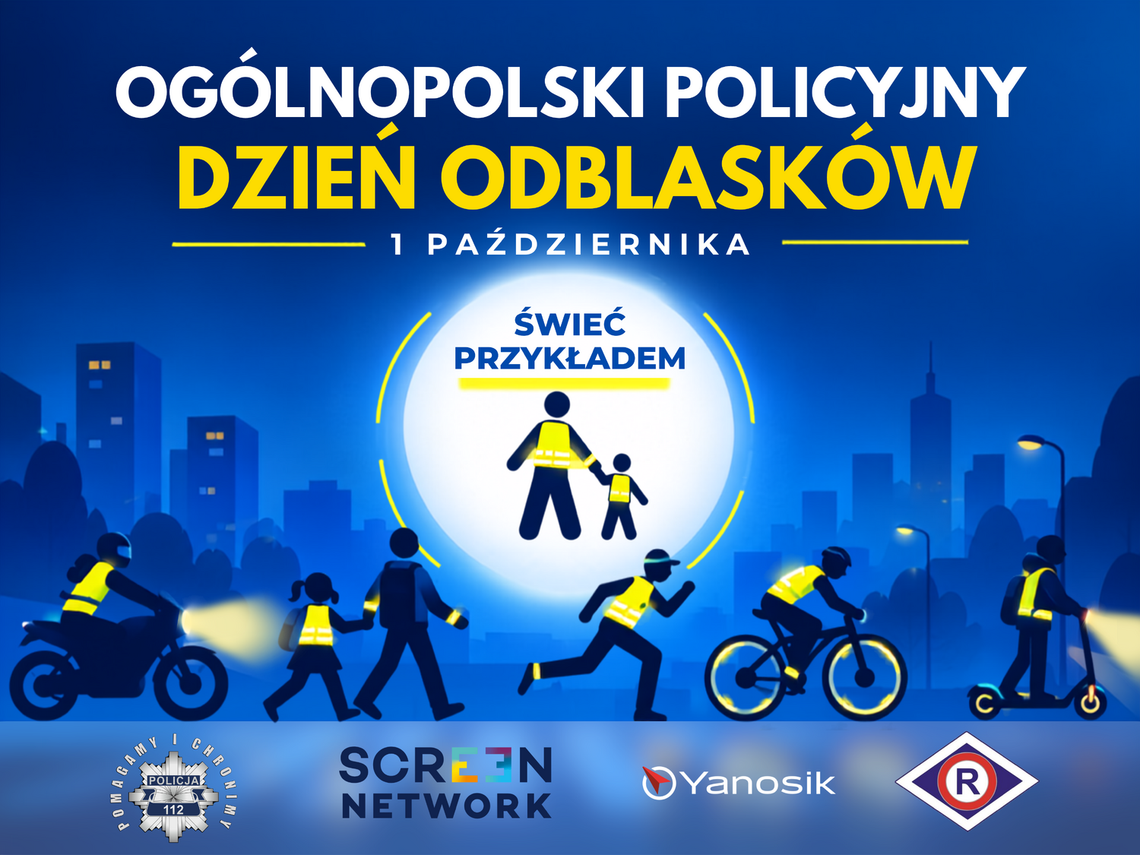 „Świeć Przykładem – Noś Odblaski!”. Policja rozpoczyna ogólnopolską akcję „Świeć Przykładem – Noś Odblaski!”. Policja rozpoczyna ogólnopolską akcję