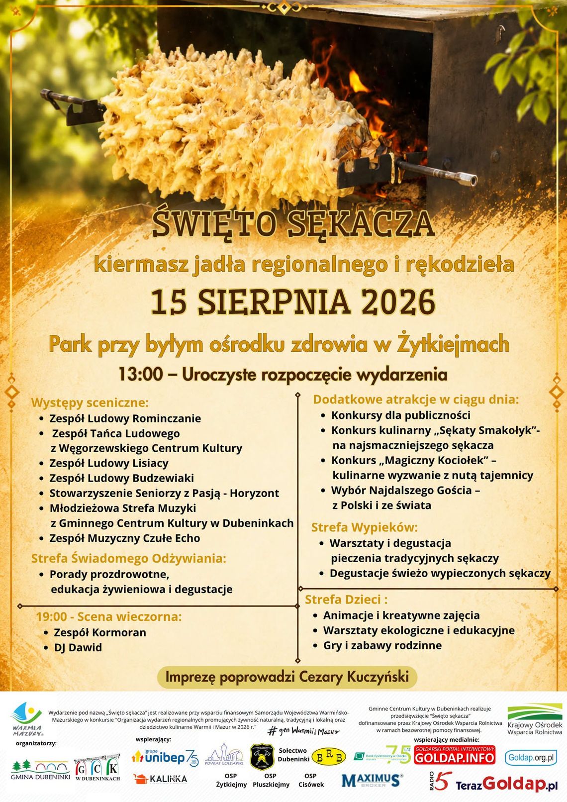 Święto Sękacza w Żytkiejmach. Regionalne smaki, muzyka i atrakcje dla całych rodzin Święto Sękacza w Żytkiejmach. Regionalne smaki, muzyka i atrakcje dla całych rodzin