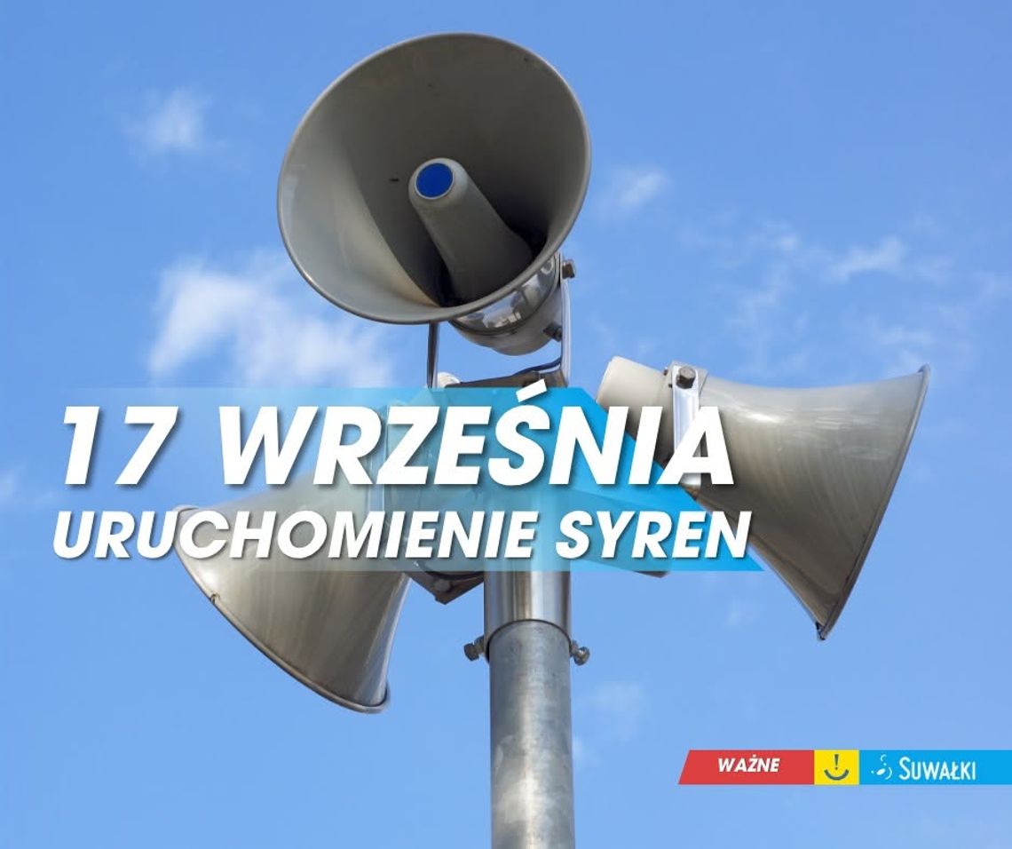 Syreny alarmowe w Suwałkach. 17 września zabrzmią na jedną minutę