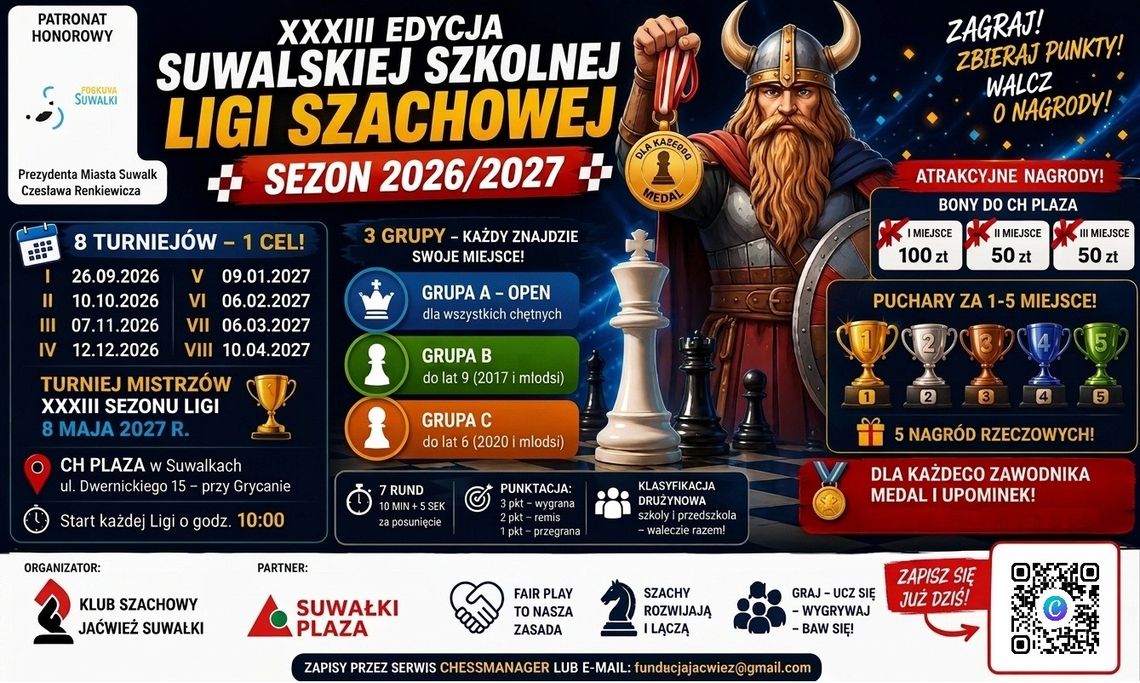 Szachowa liga wraca do Suwałk. Pierwszy turniej już 26 września Szachowa liga wraca do Suwałk. Pierwszy turniej już 26 września