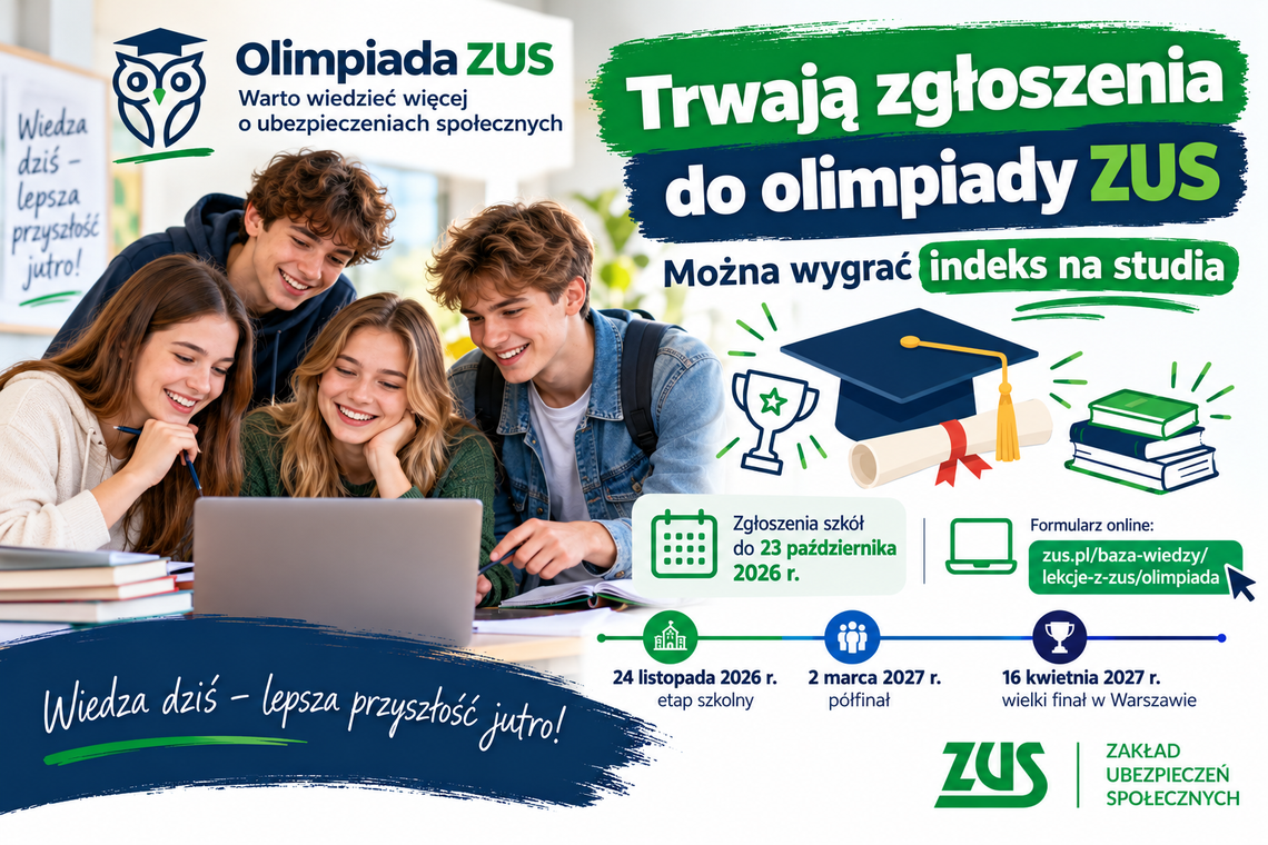 Trwają zgłoszenia do olimpiady ZUS. Można wygrać indeks na studia Trwają zgłoszenia do olimpiady ZUS. Można wygrać indeks na studia