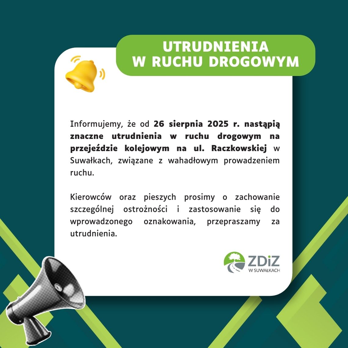 🚧 Utrudnienia na ul. Raczkowskiej od 26 sierpnia – ruch wahadłowy