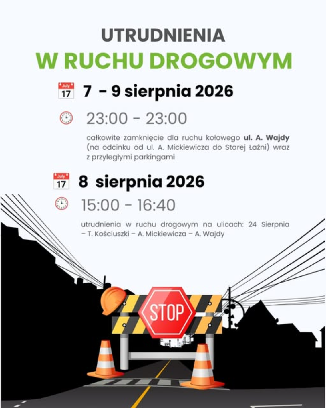 Uwaga kierowcy! Przez trzy dni centrum Suwałk z utrudnieniami. Zmiany przez Dni Suwałk – Lato ZET 2026