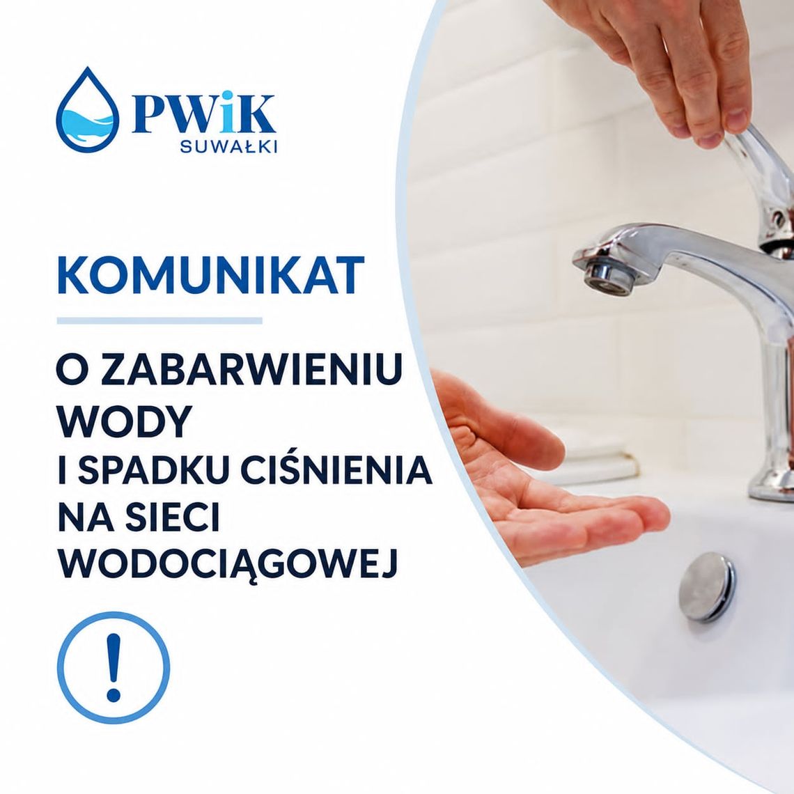 Uwaga mieszkańcy! Możliwe problemy z wodą w Suwałkach. PWiK wydało komunikat