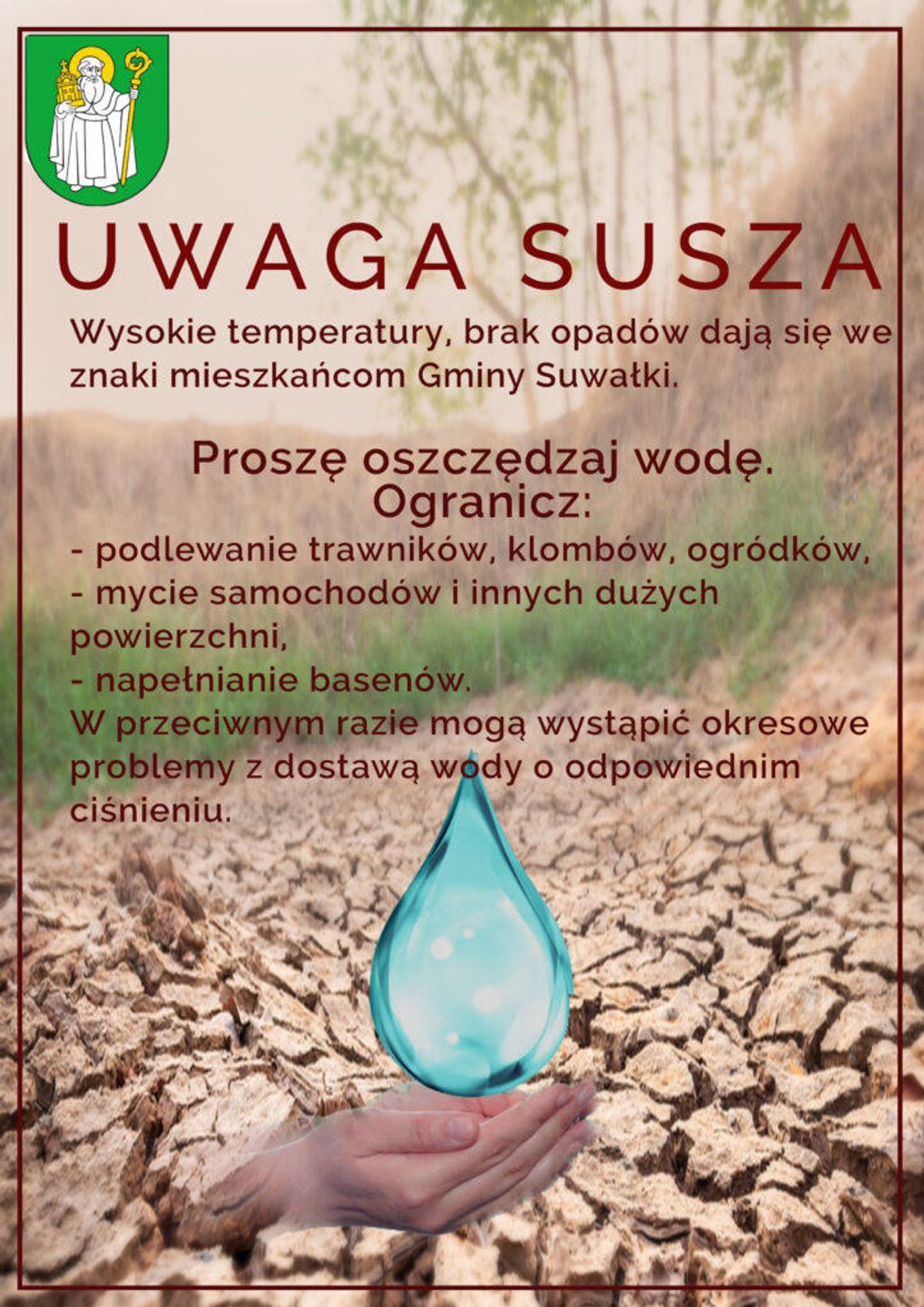 🌡️ Gmina Suwałki apeluje: Oszczędzajmy wodę! Susza daje się we znaki