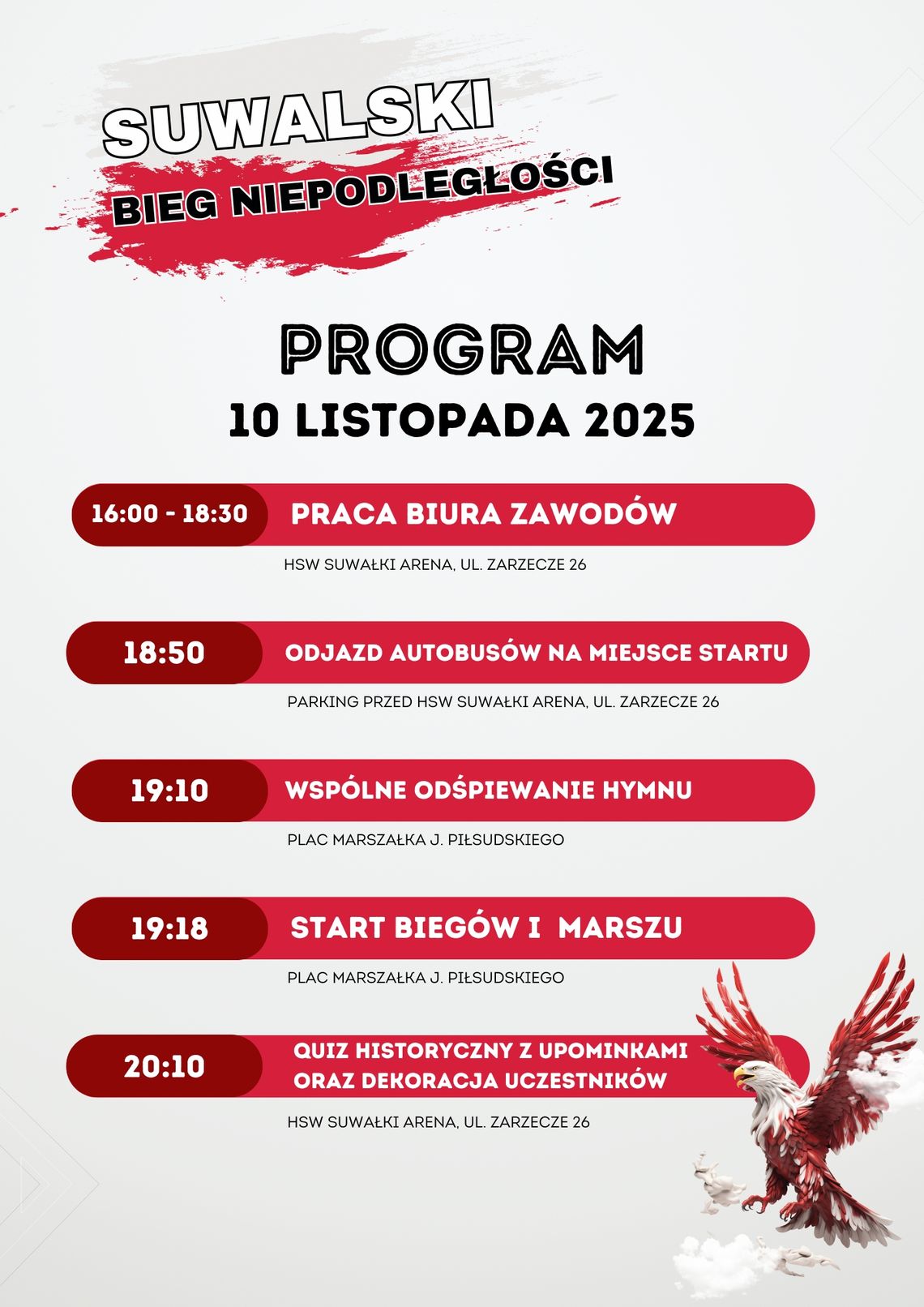 🇵🇱 VI Suwalski Bieg Niepodległości – zobacz plan dnia! 🇵🇱 🇵🇱 VI Suwalski Bieg Niepodległości – zobacz plan dnia! 🇵🇱