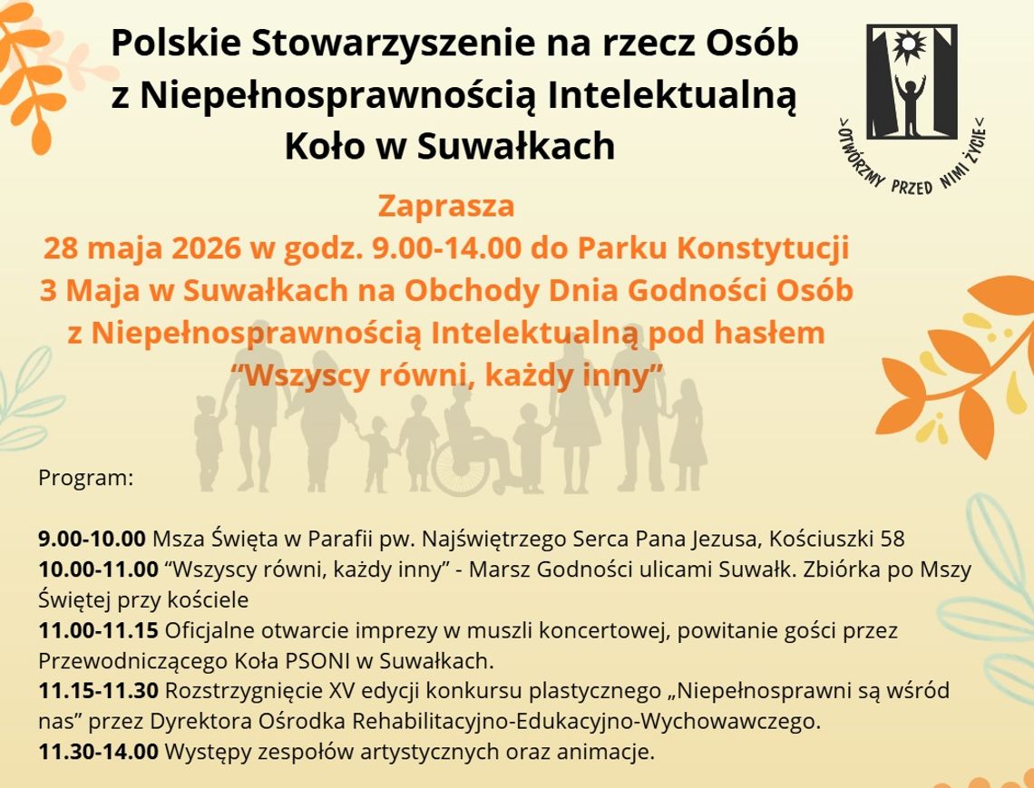 W Suwałkach odbędą się obchody Dnia Godności Osób z Niepełnosprawnością Intelektualną 2026