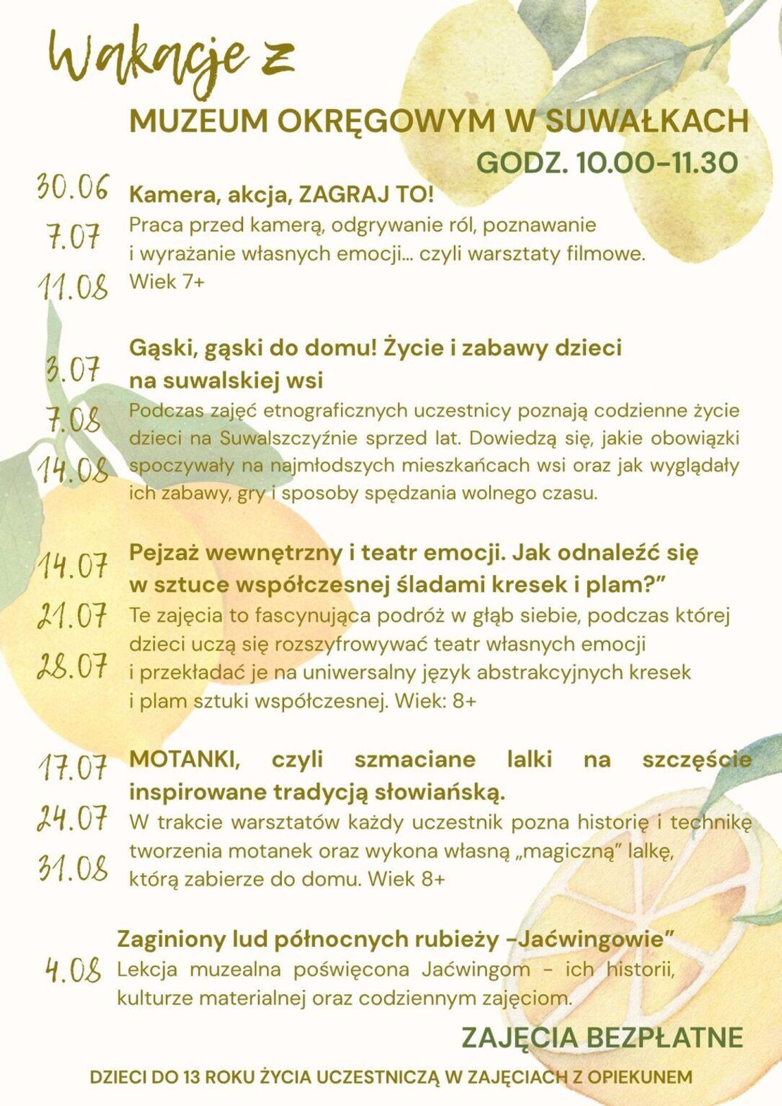 🎨📚 Wakacje z Muzeum Okręgowym w Suwałkach. Bezpłatne warsztaty dla dzieci przez całe lato 🎨📚 Wakacje z Muzeum Okręgowym w Suwałkach. Bezpłatne warsztaty dla dzieci przez całe lato