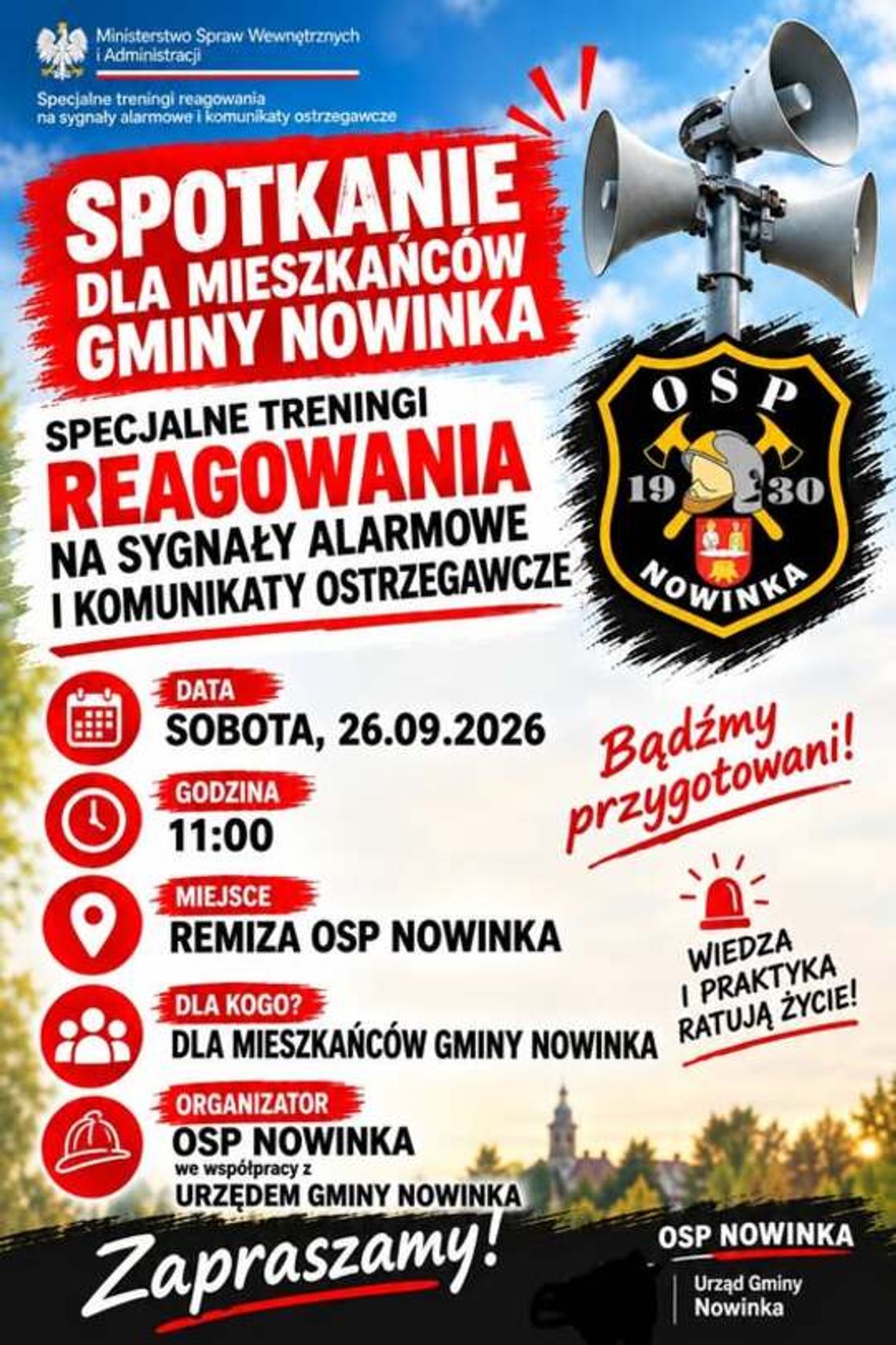 Ważne spotkanie dla mieszkańców gminy Nowinka. Strażacy wyjaśnią, jak reagować na alarmy Ważne spotkanie dla mieszkańców gminy Nowinka. Strażacy wyjaśnią, jak reagować na alarmy